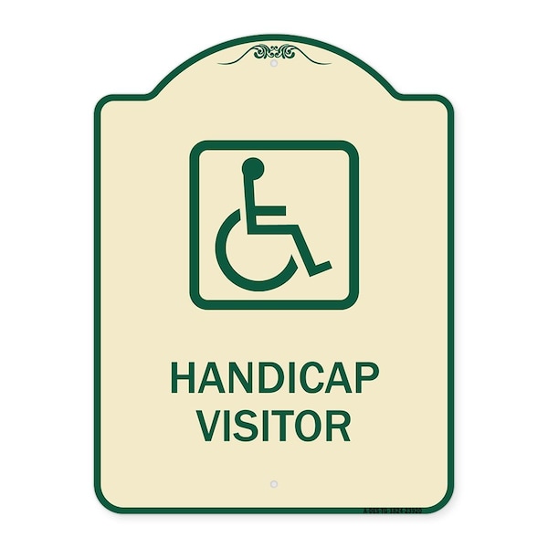 Signmission Handicap Visitor With Graphic Heavy-Gauge Aluminum Architectural Sign, 24" x 18", TG-1824-23920 A-DES-TG-1824-23920 - main